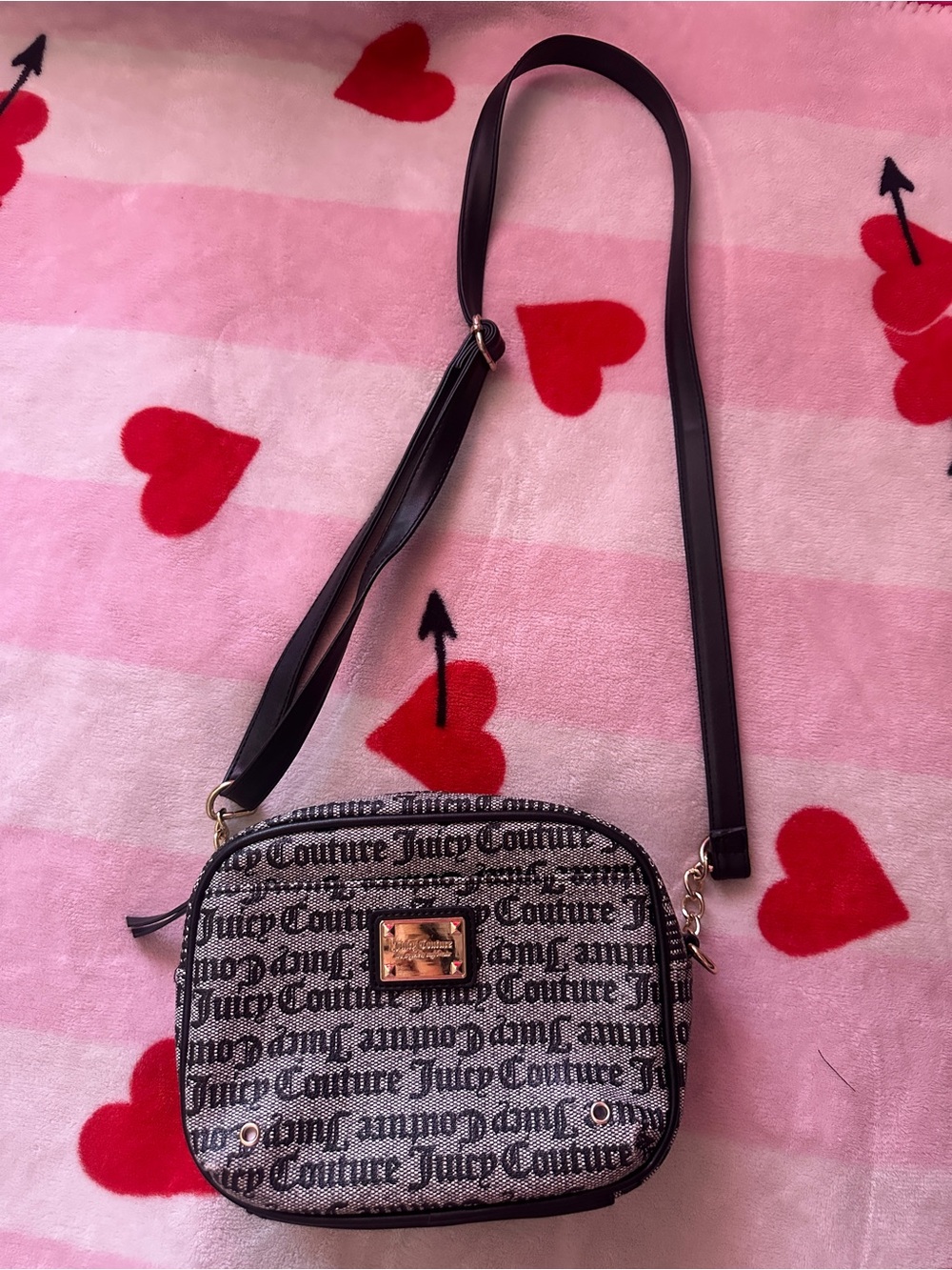 Juicy Couture Black & Gray Logo Crossbody Bag